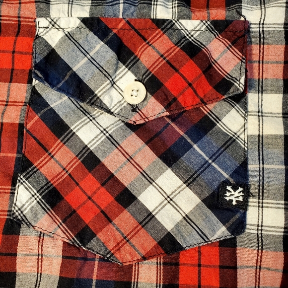 Zoo York Excelsior Red White Blue Plaid Button Down Long Sleeve Shirt Men Small - Picture 2 of 10
